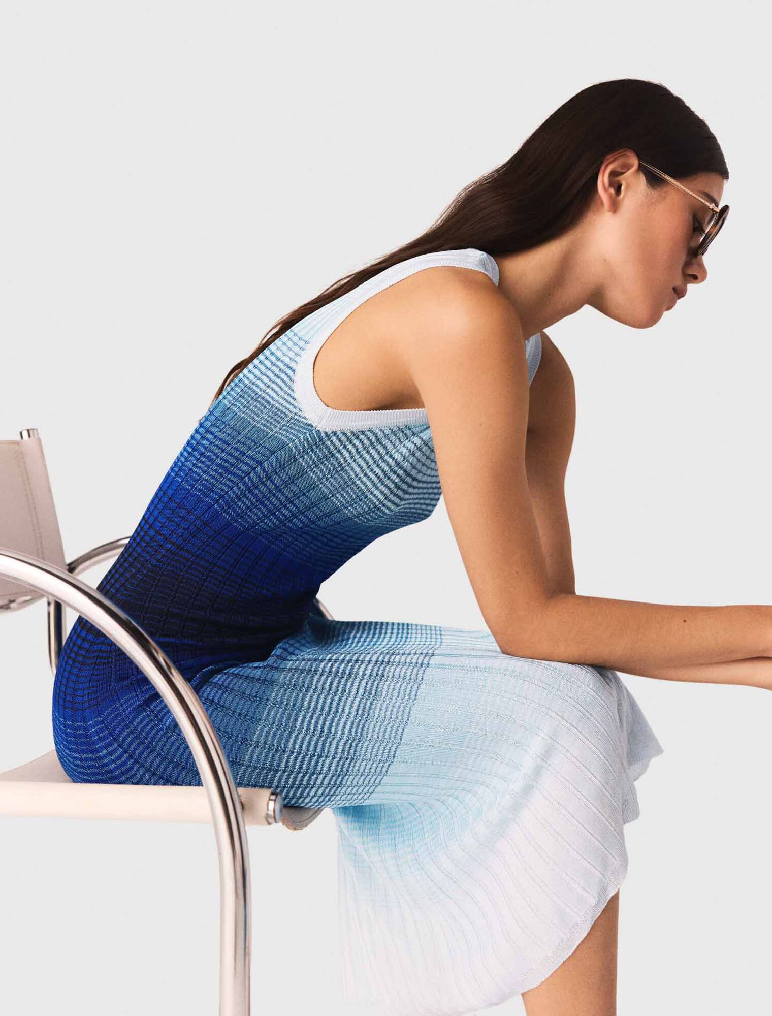 Robe longue en maille degrad&eacute;