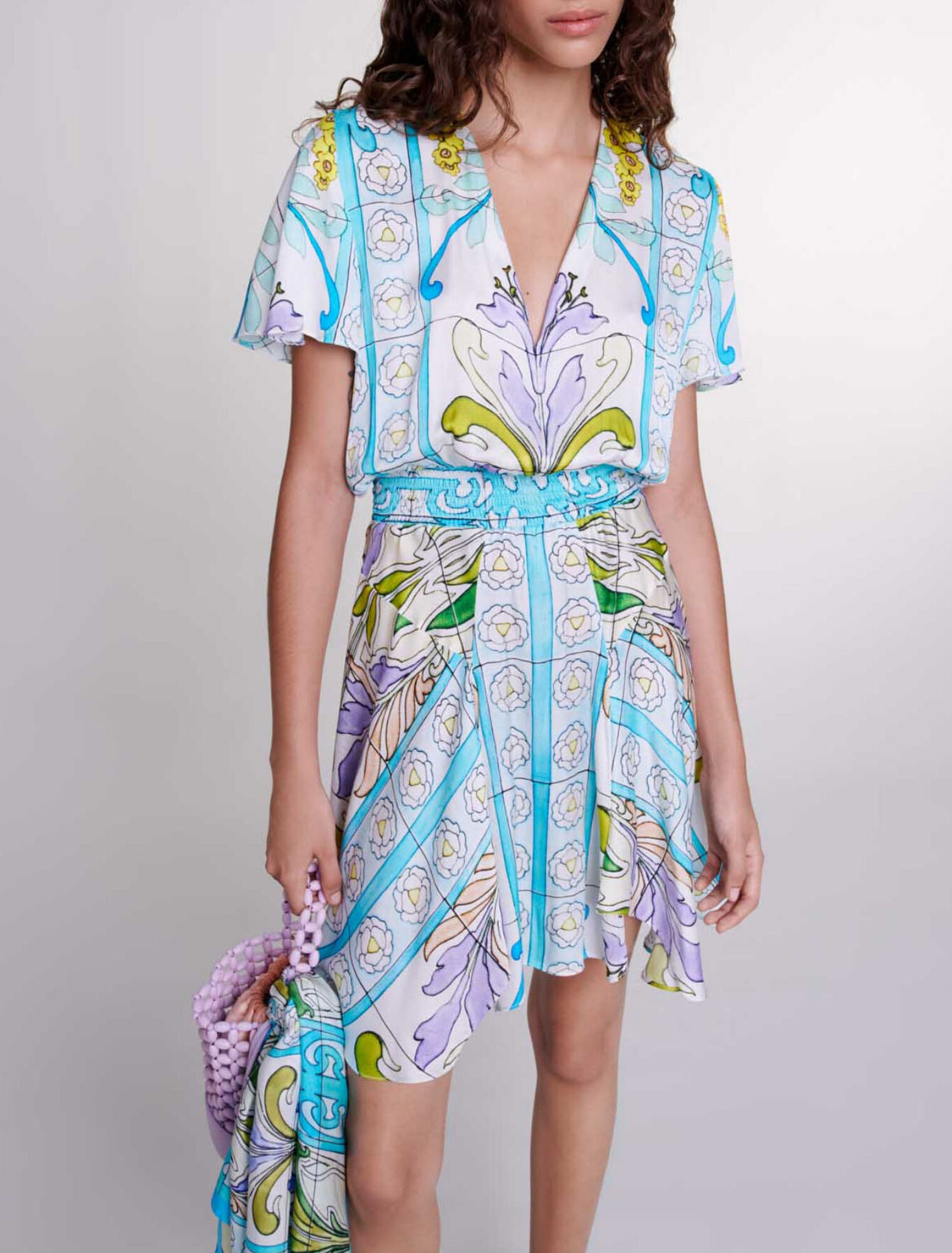 Robe courte imprimée satinée