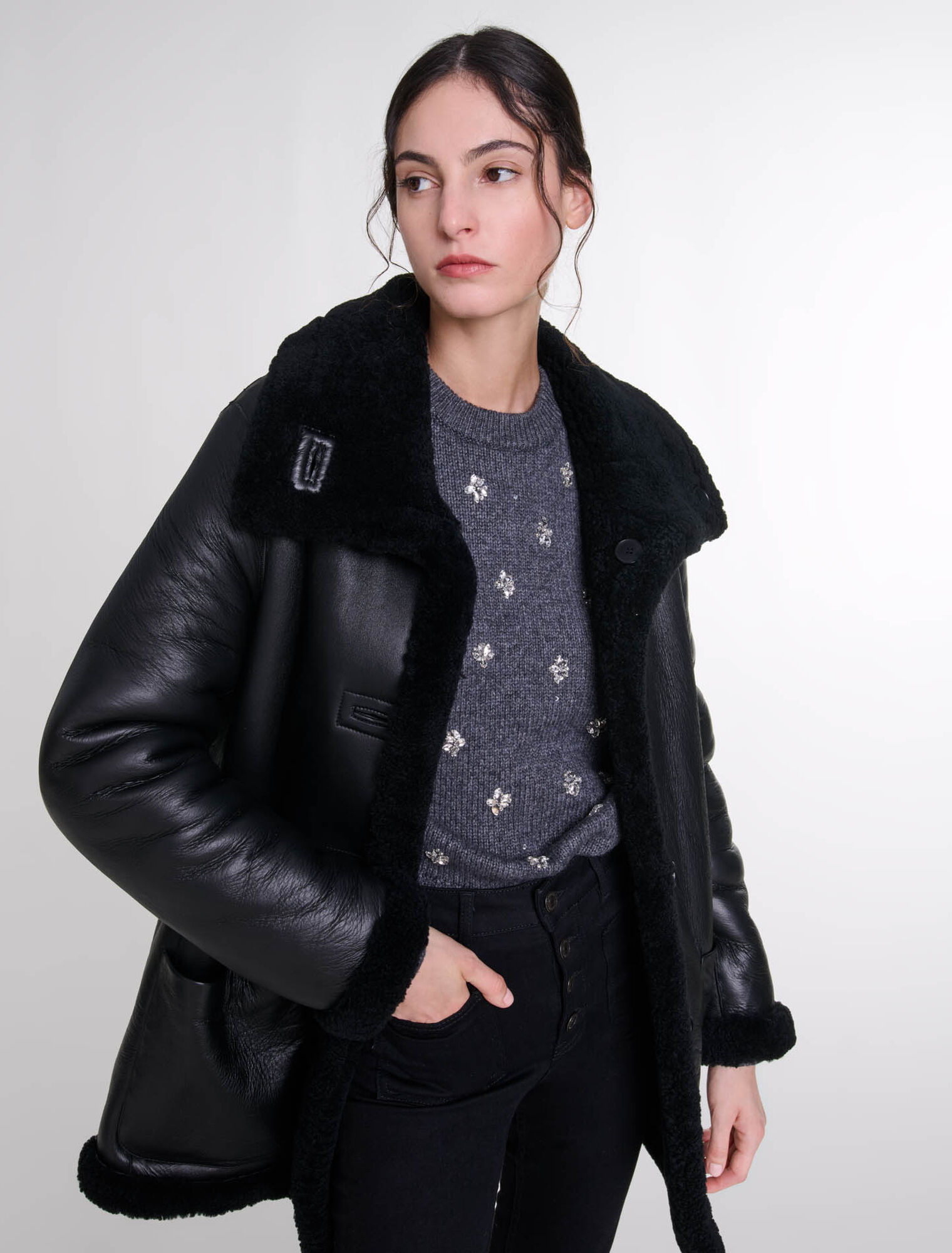 Manteau en cuir réversible