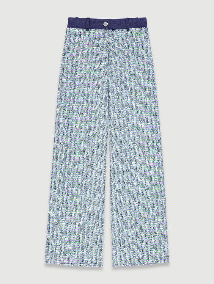 Pantalon Large En Tweed - Multicolore - Maje