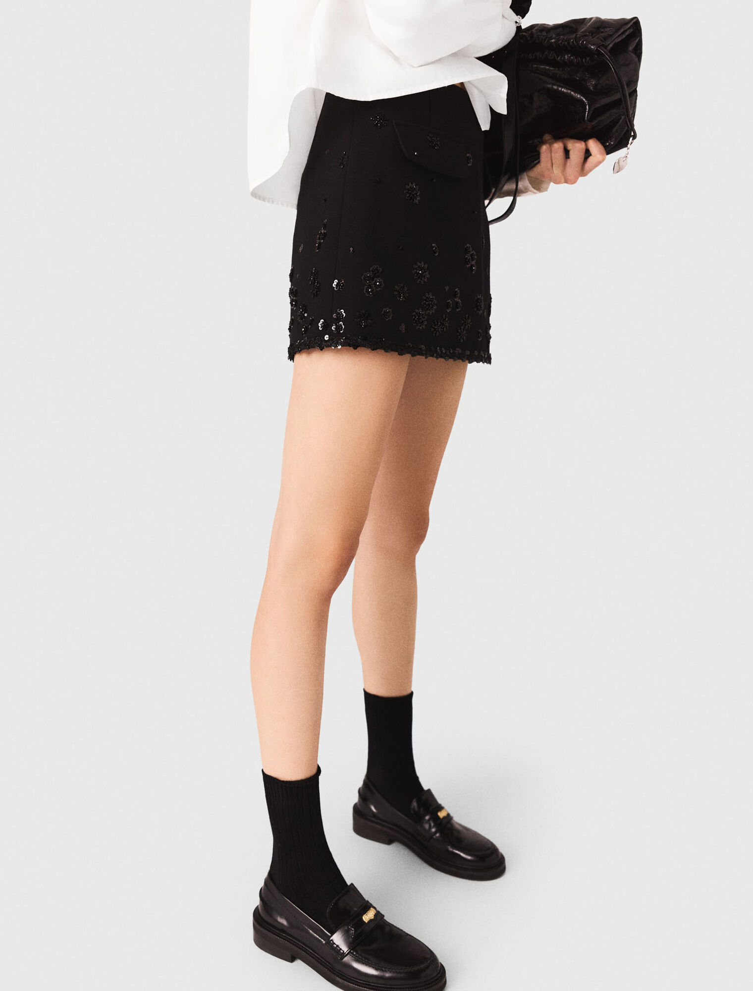 Short trompe l'œil brodé