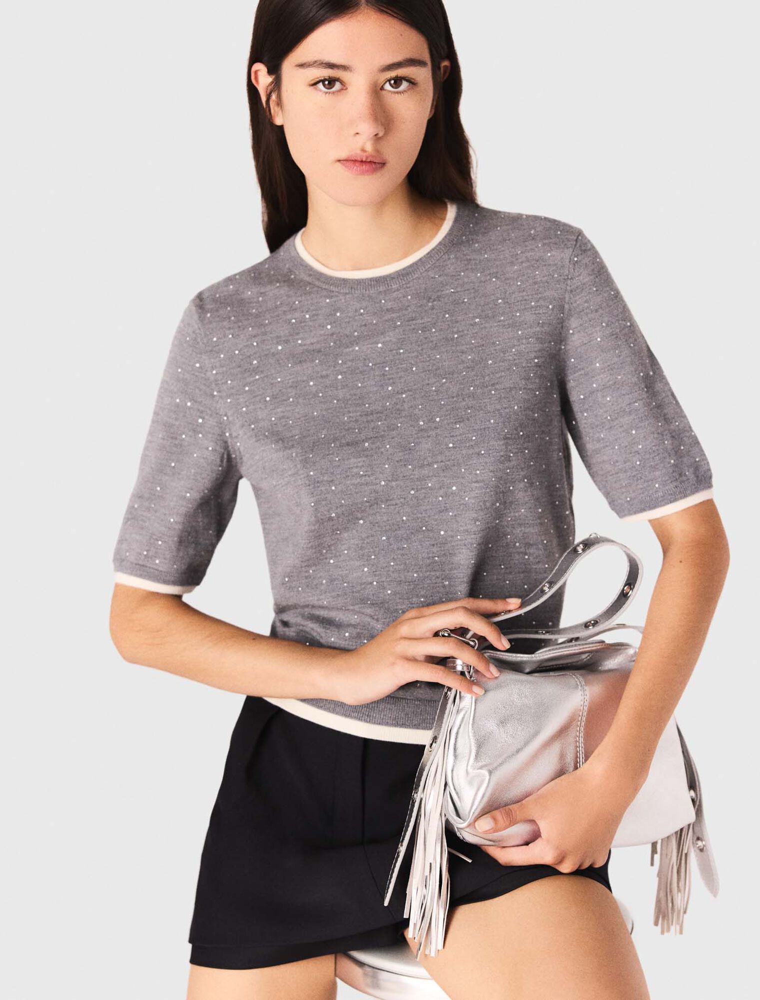 Pull 100% laine à manches courtes