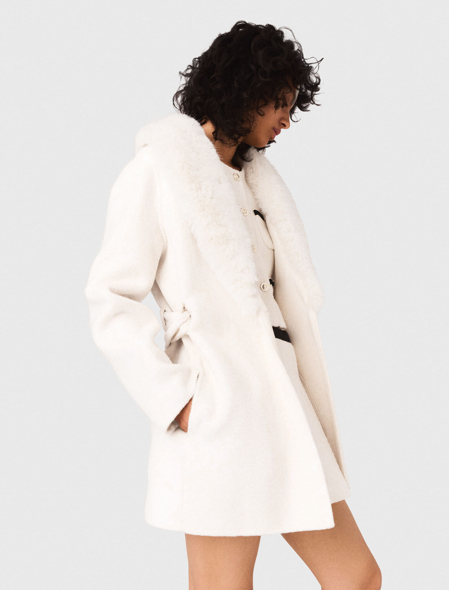 Manteau long en fausse fourrure