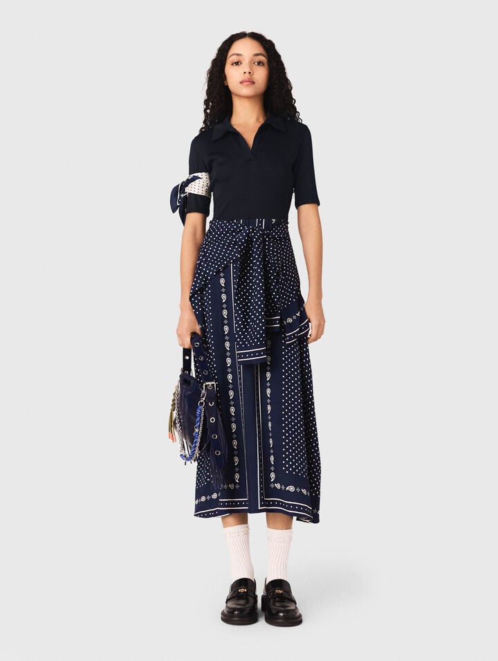 Robe bi-mati&egrave;re imprim&eacute;e