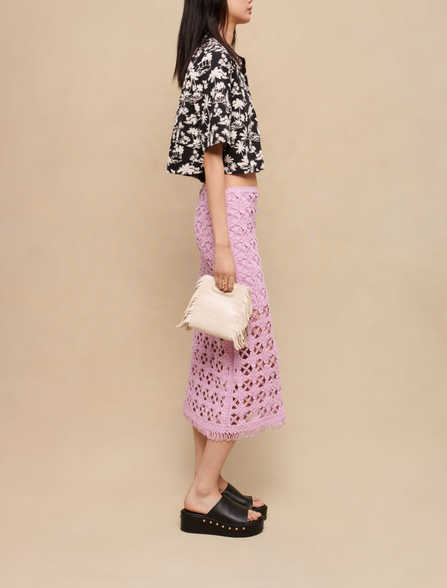 Chemise courte imprimé palmiers