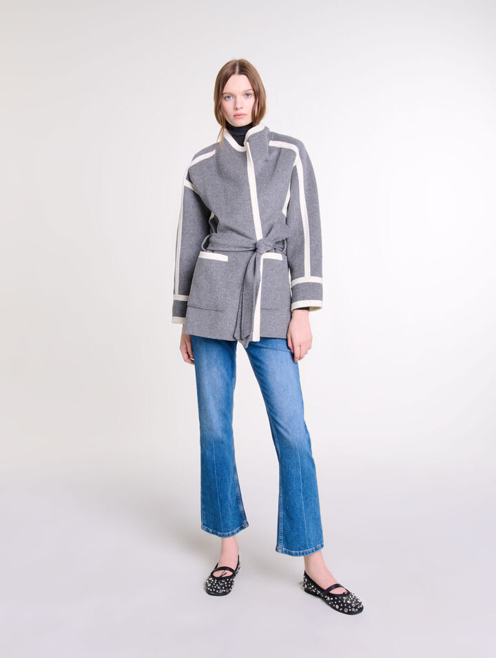 Manteau court bicolore