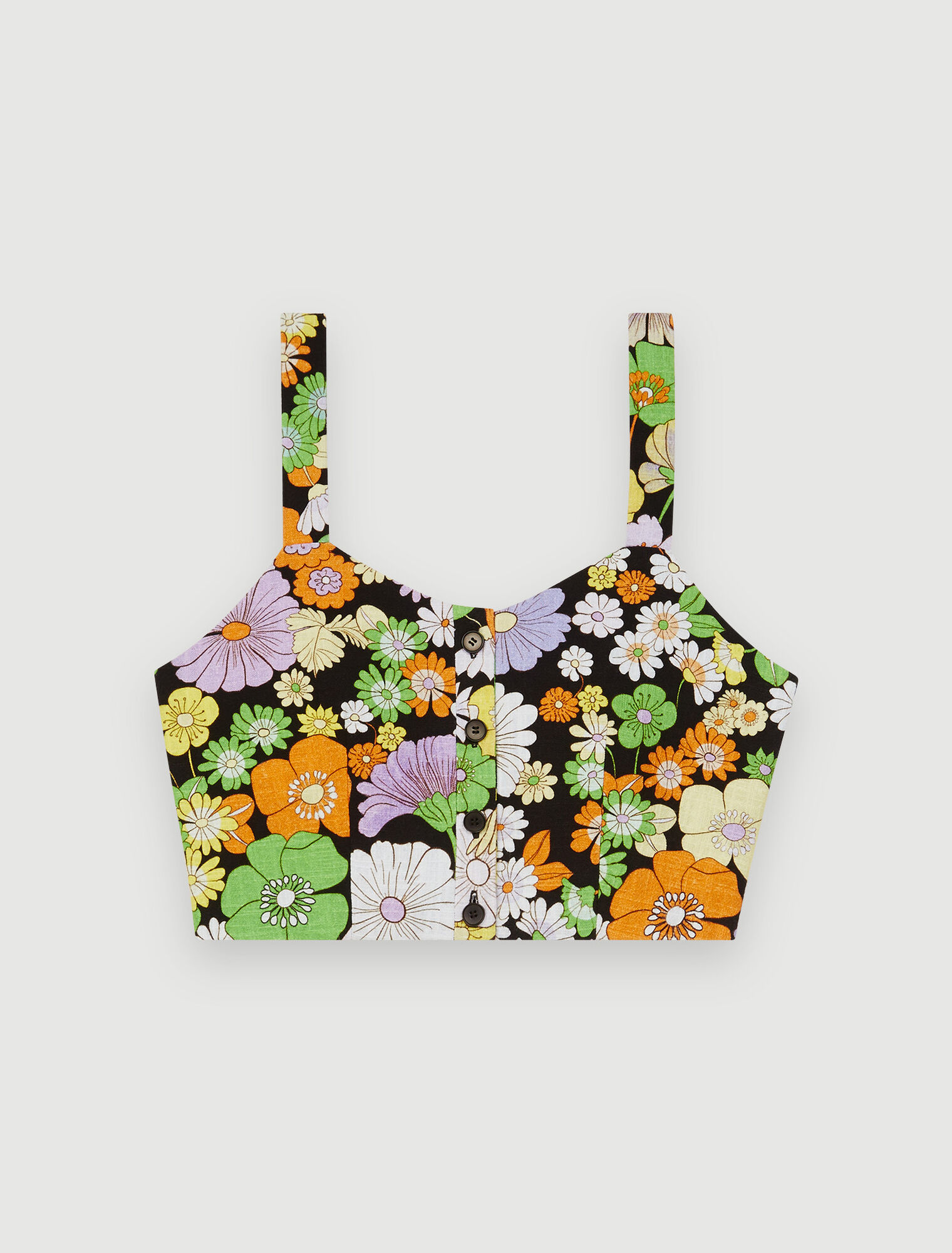Crop top imprimé fleurs 70's