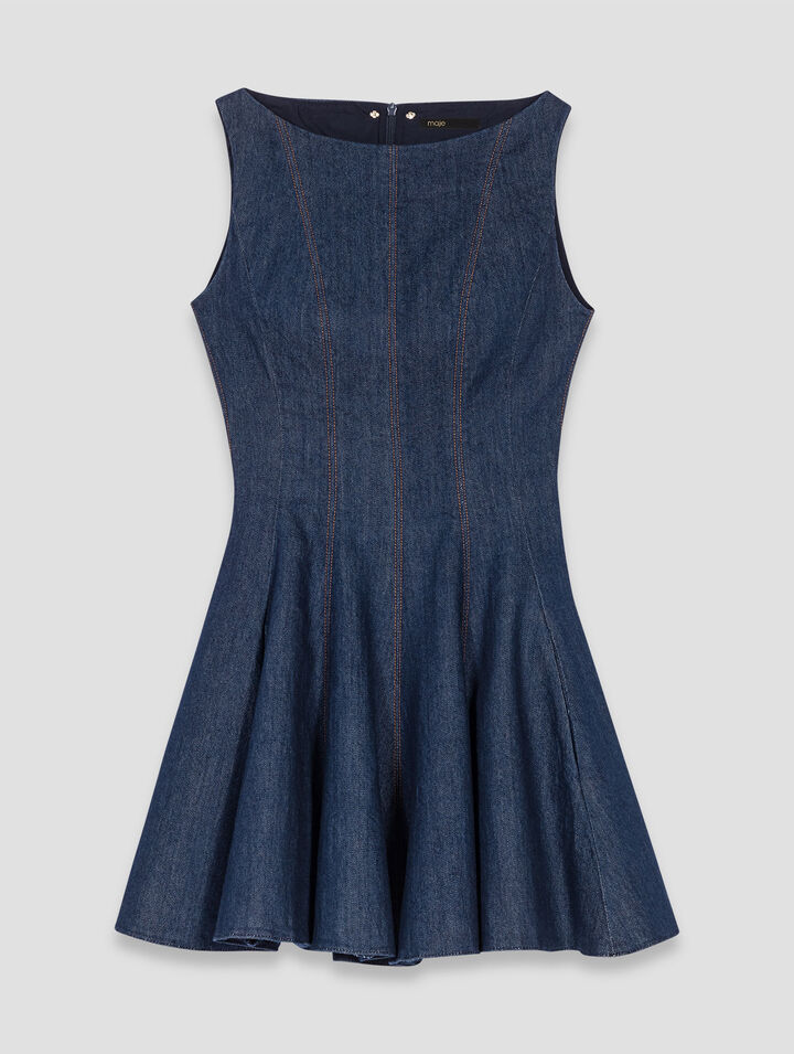 Robe courte en denim avec volants
