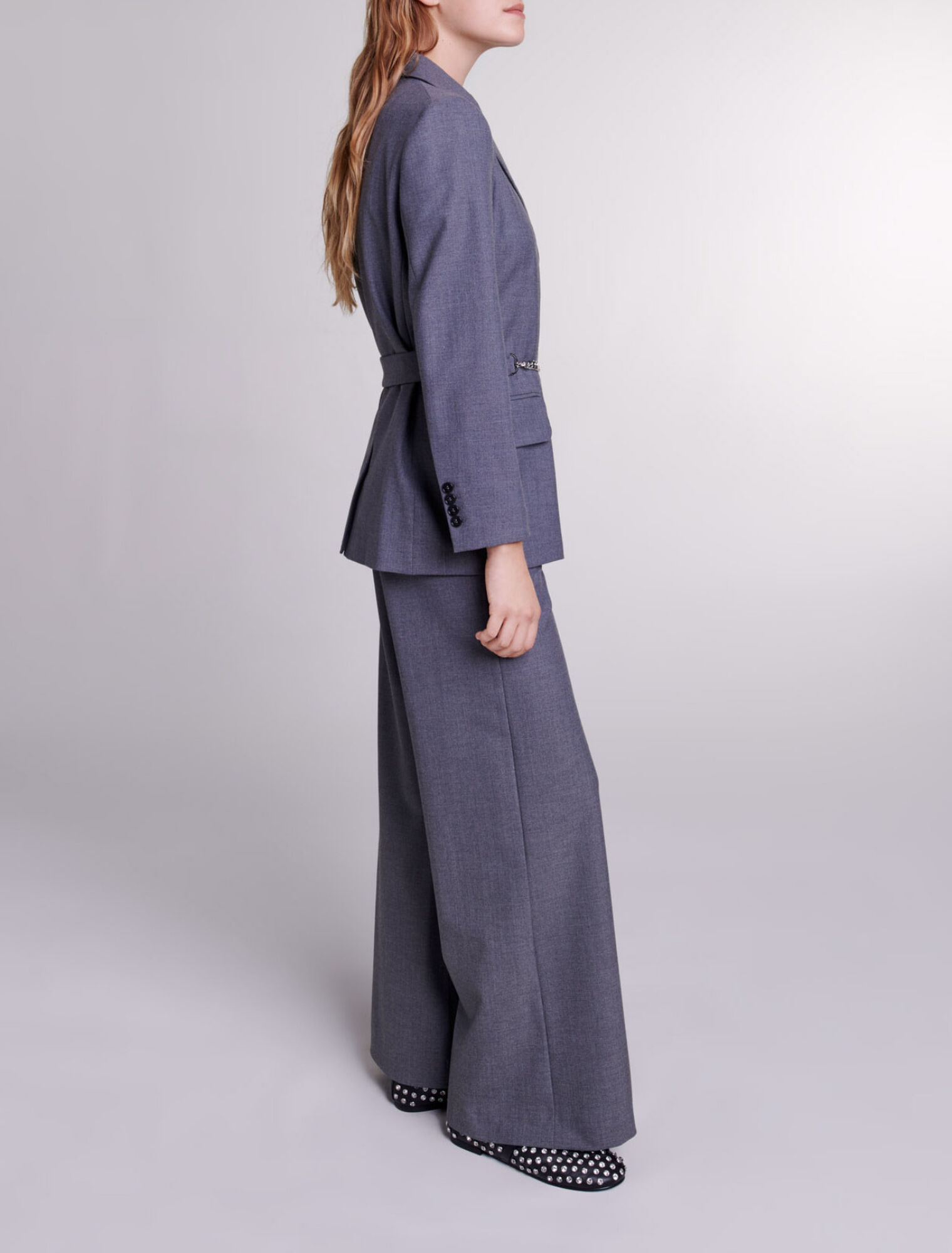 Veste de tailleur à ceinture chaîne