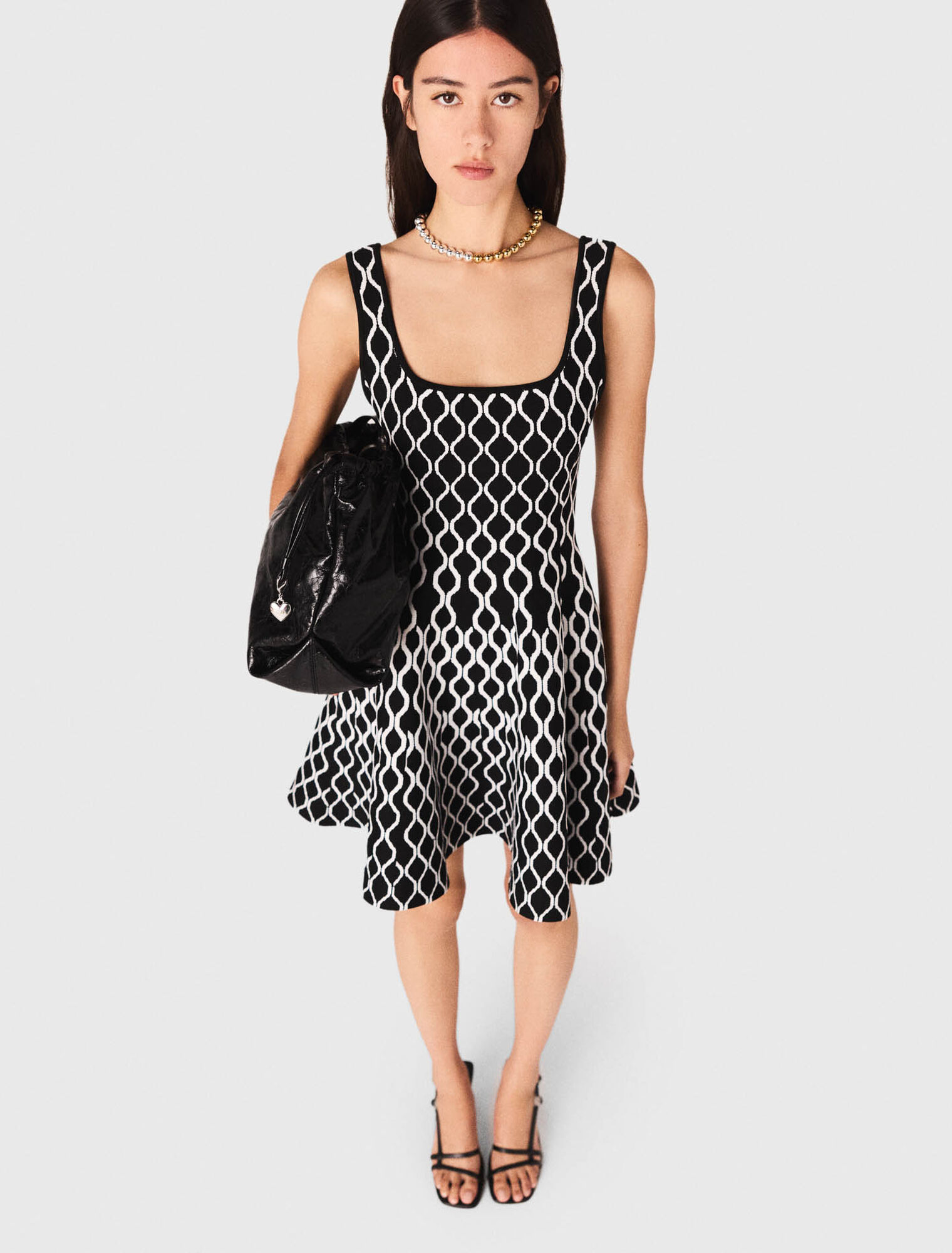 Robe courte en maille jacquard