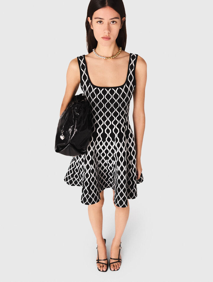 Robe courte en maille jacquard