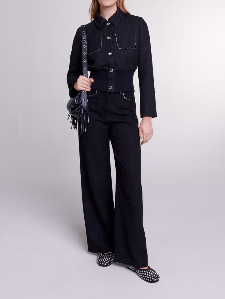 Pantalon large en tweed