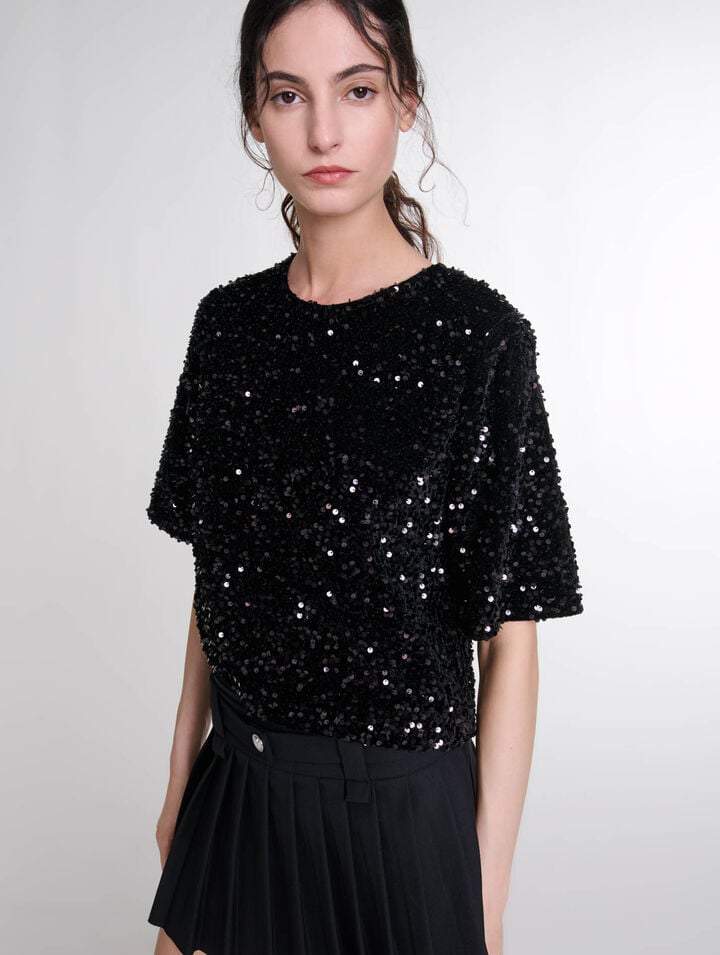 Top en velours et sequins