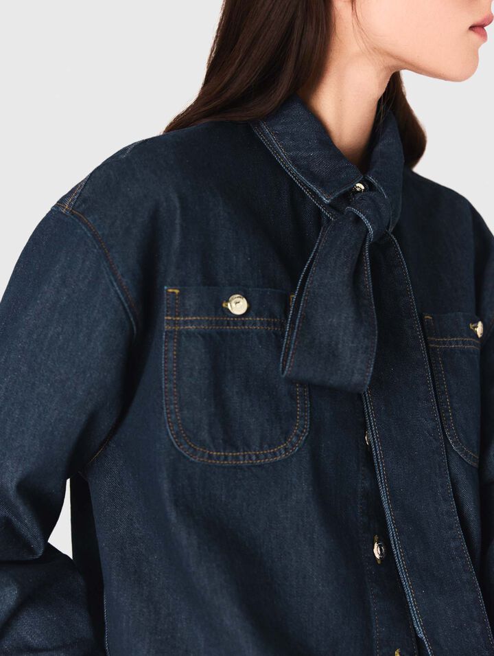 Chemise en denim avec Lavallière