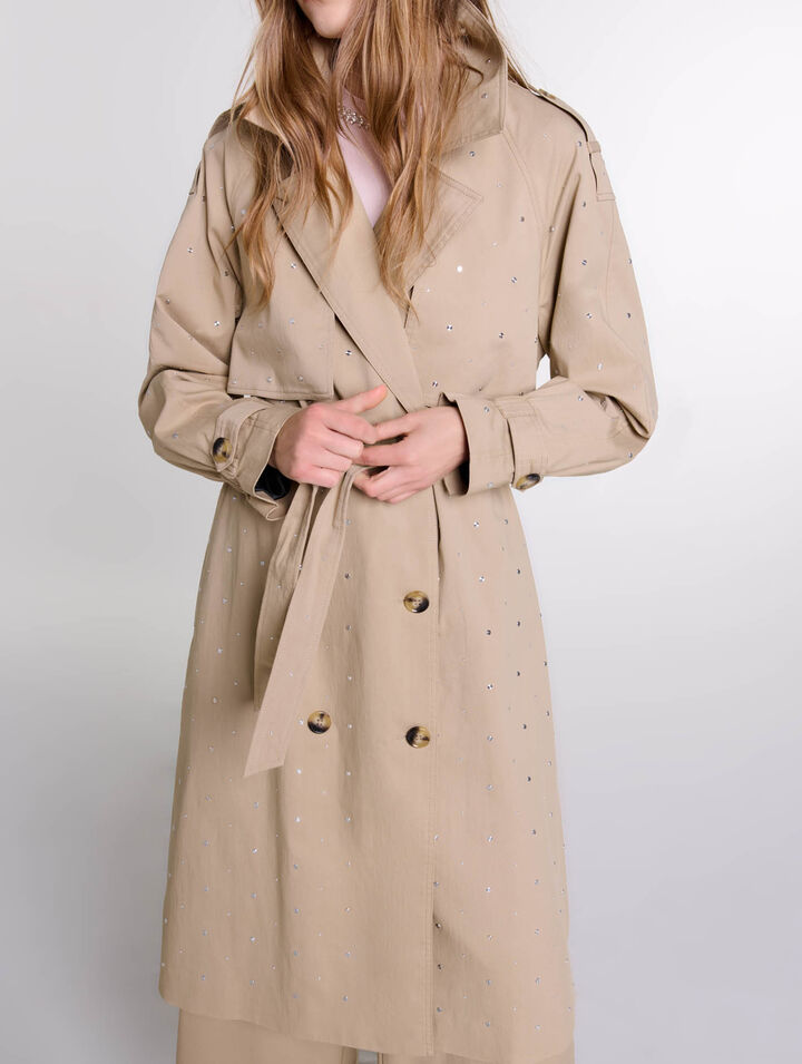 Trench clouté taille élastiquée