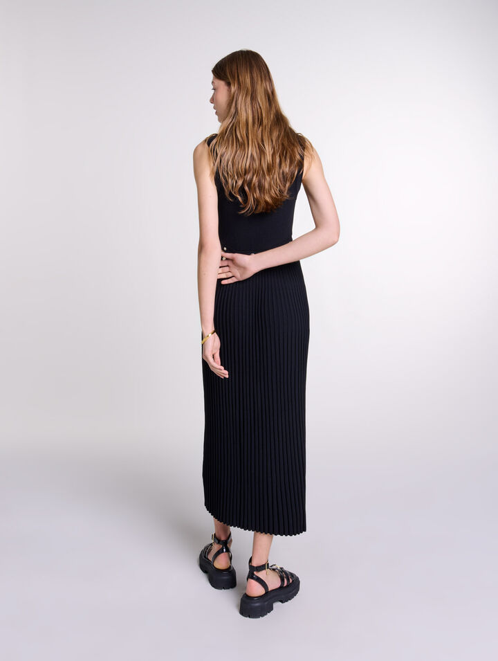 Robe longue en maille côtelée