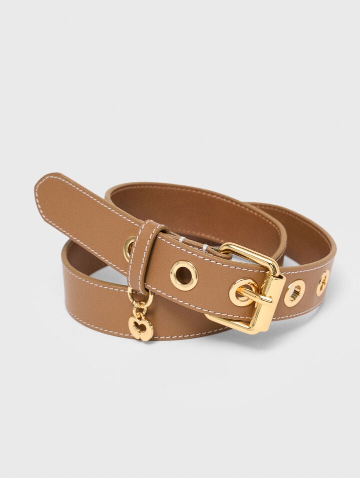 Ceinture en cuir &agrave; &oelig;illets