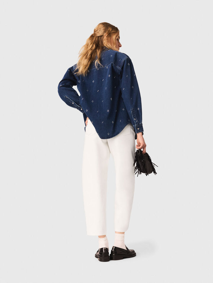Chemise en denim strass&eacute;