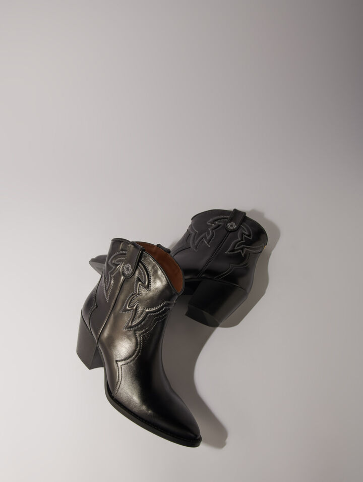 Bottines santiags en cuir