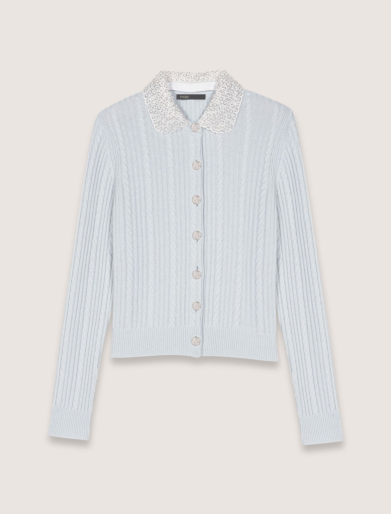 Cardigan à col bijoux amovible