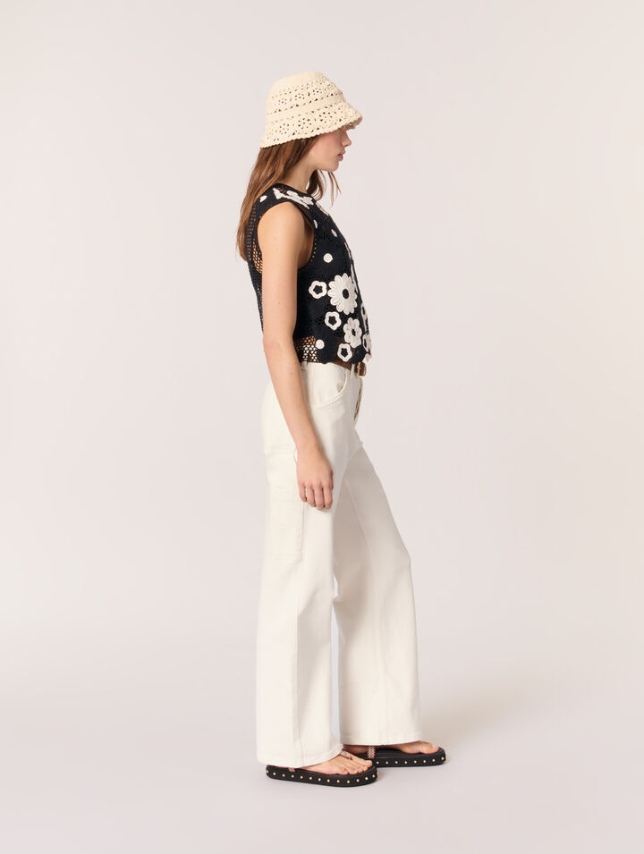 Top en crochet floral