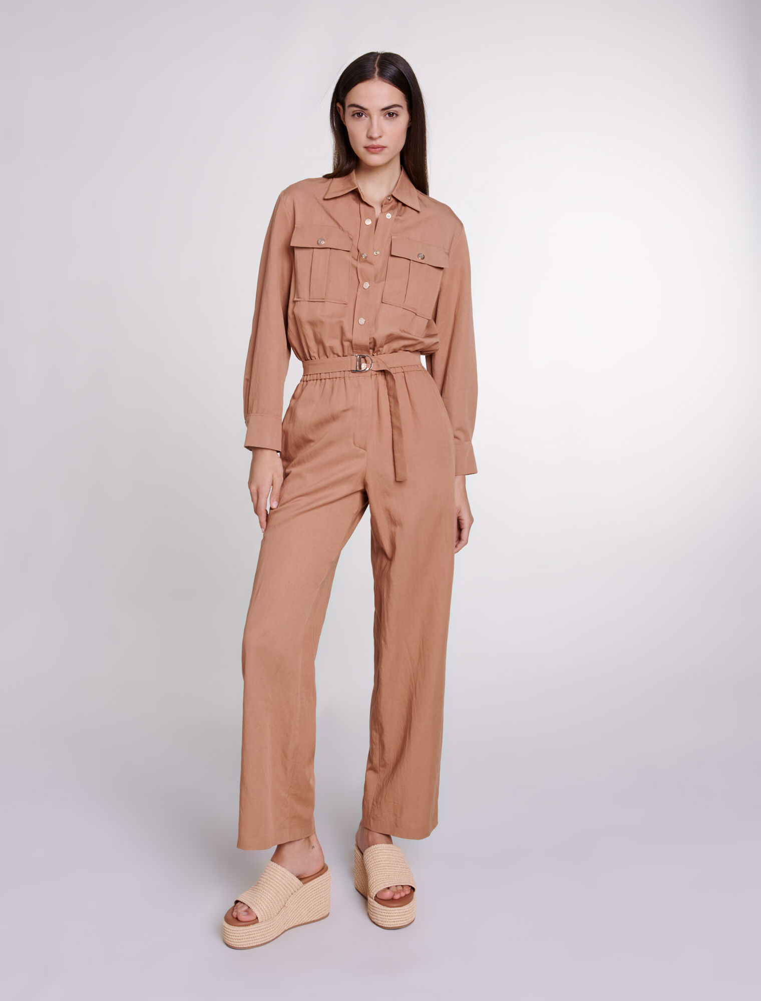 Combinaison pantalon en lin mélangé