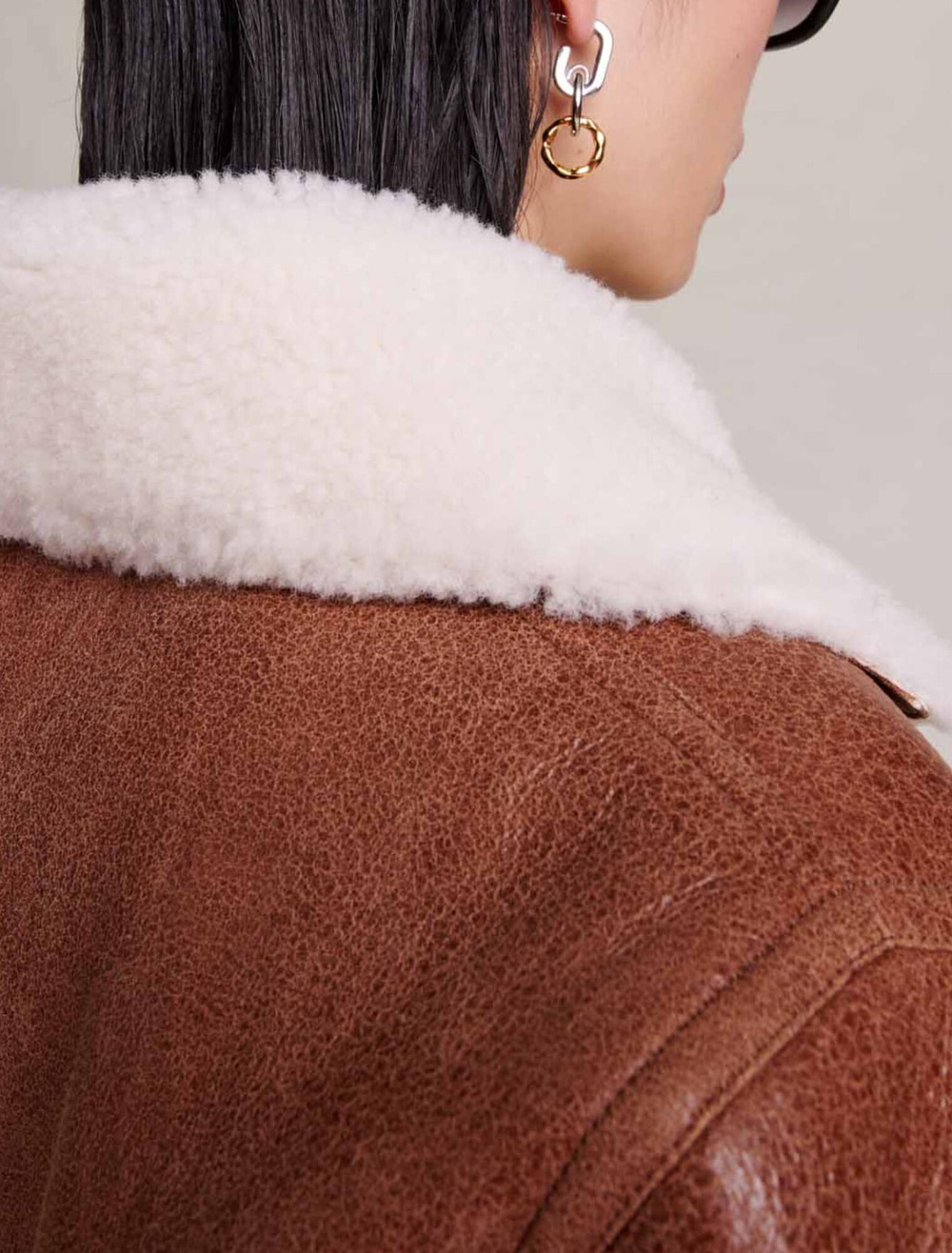 Blouson court en cuir d'agneau