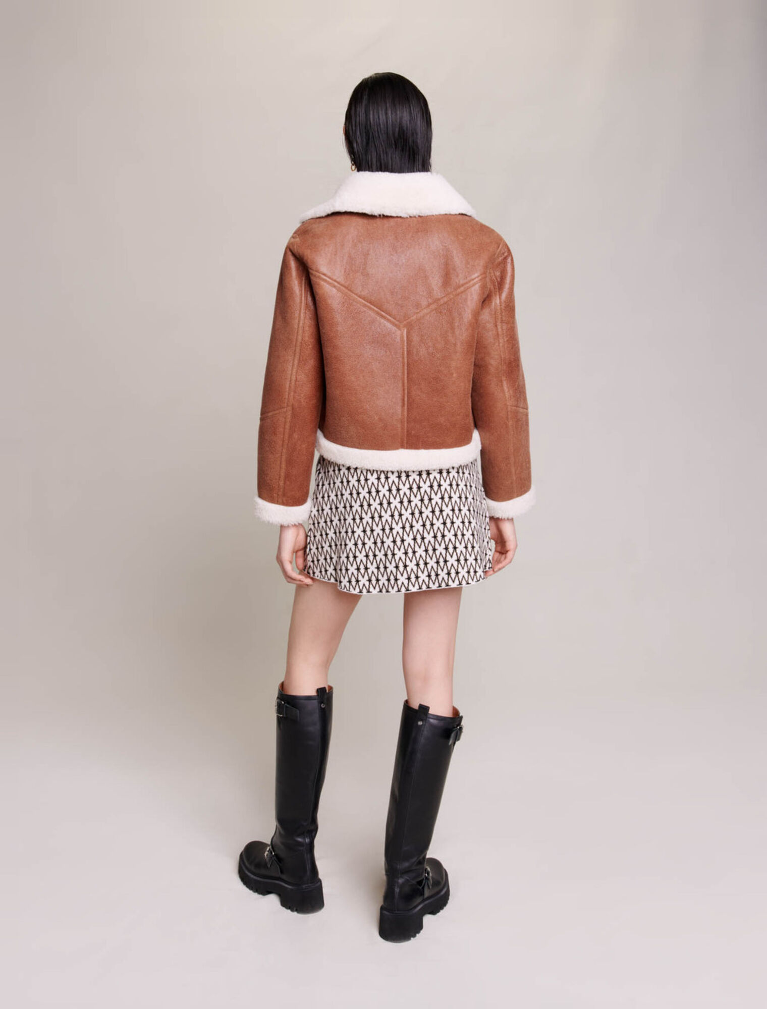 Blouson court en cuir d'agneau