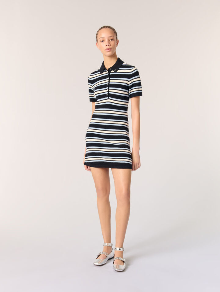 Robe polo en maille à rayures