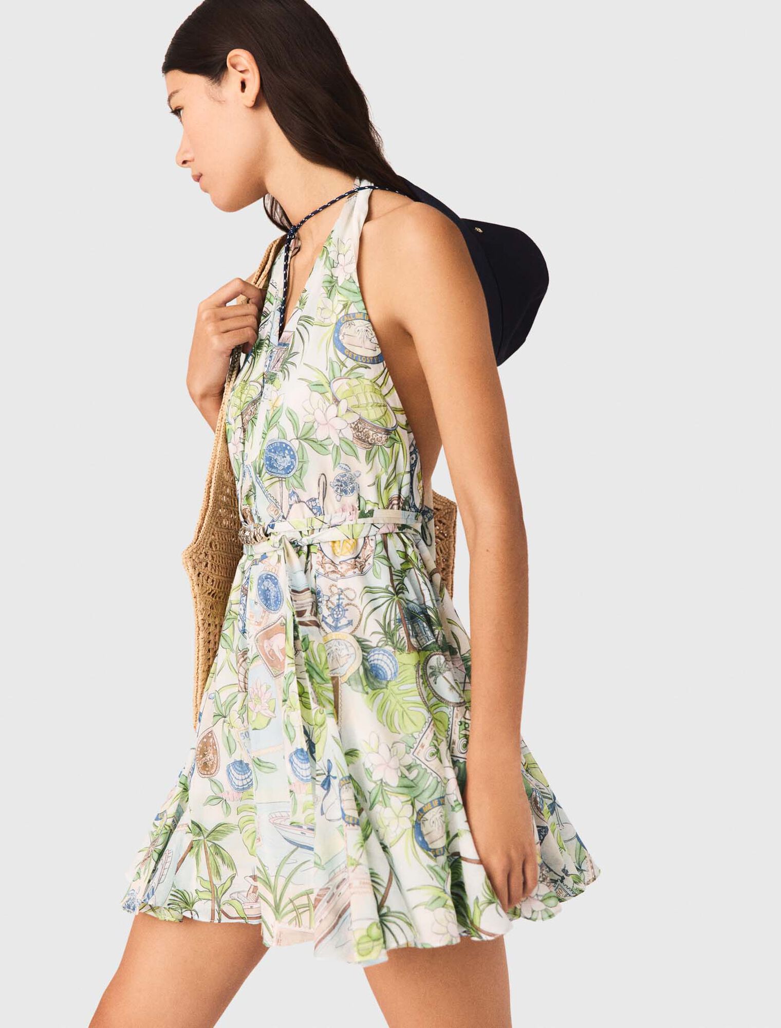 Robe courte imprim&eacute;e dos nu