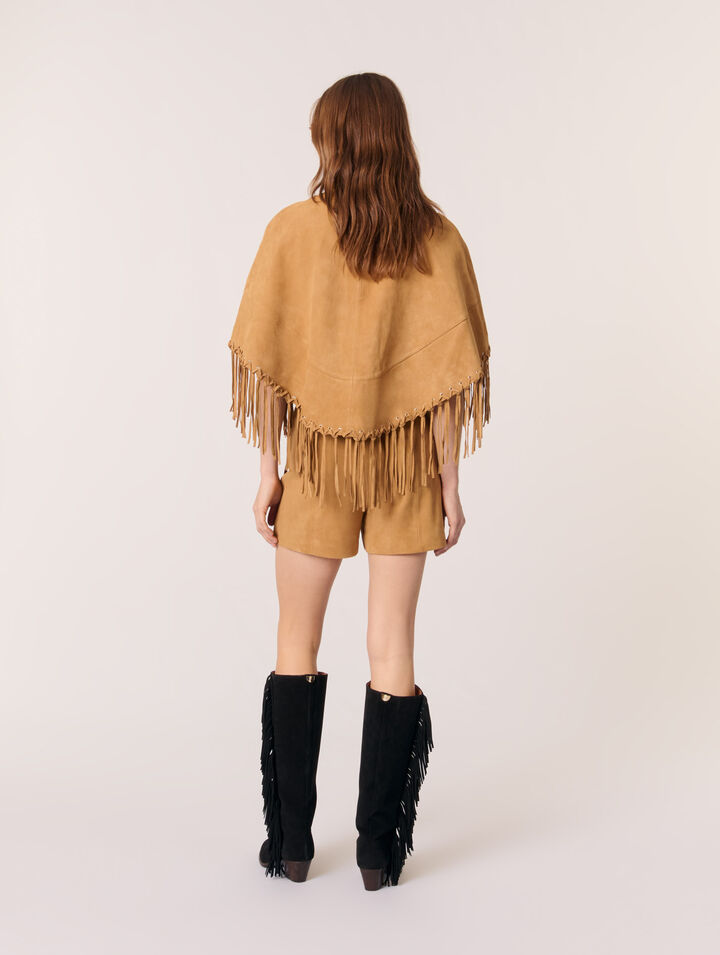 Manteau court à franges en nubuck