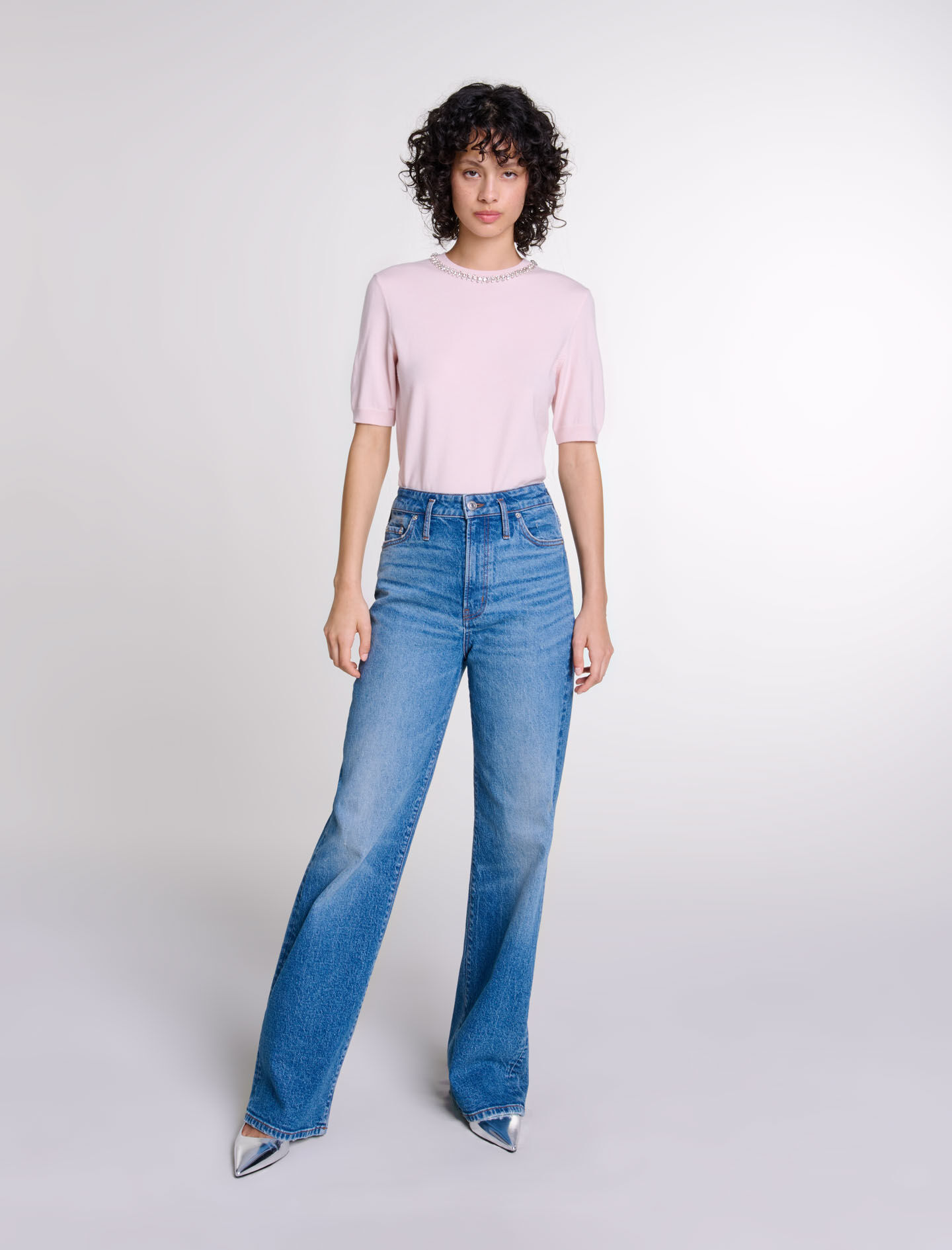 Pull court en maille avec strass Pulls Maje