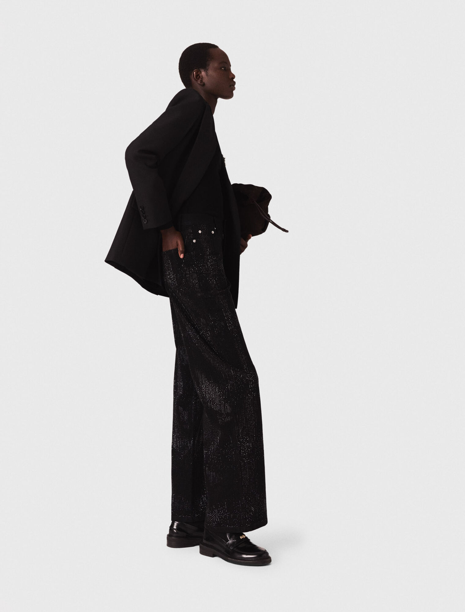 Jean large strassé