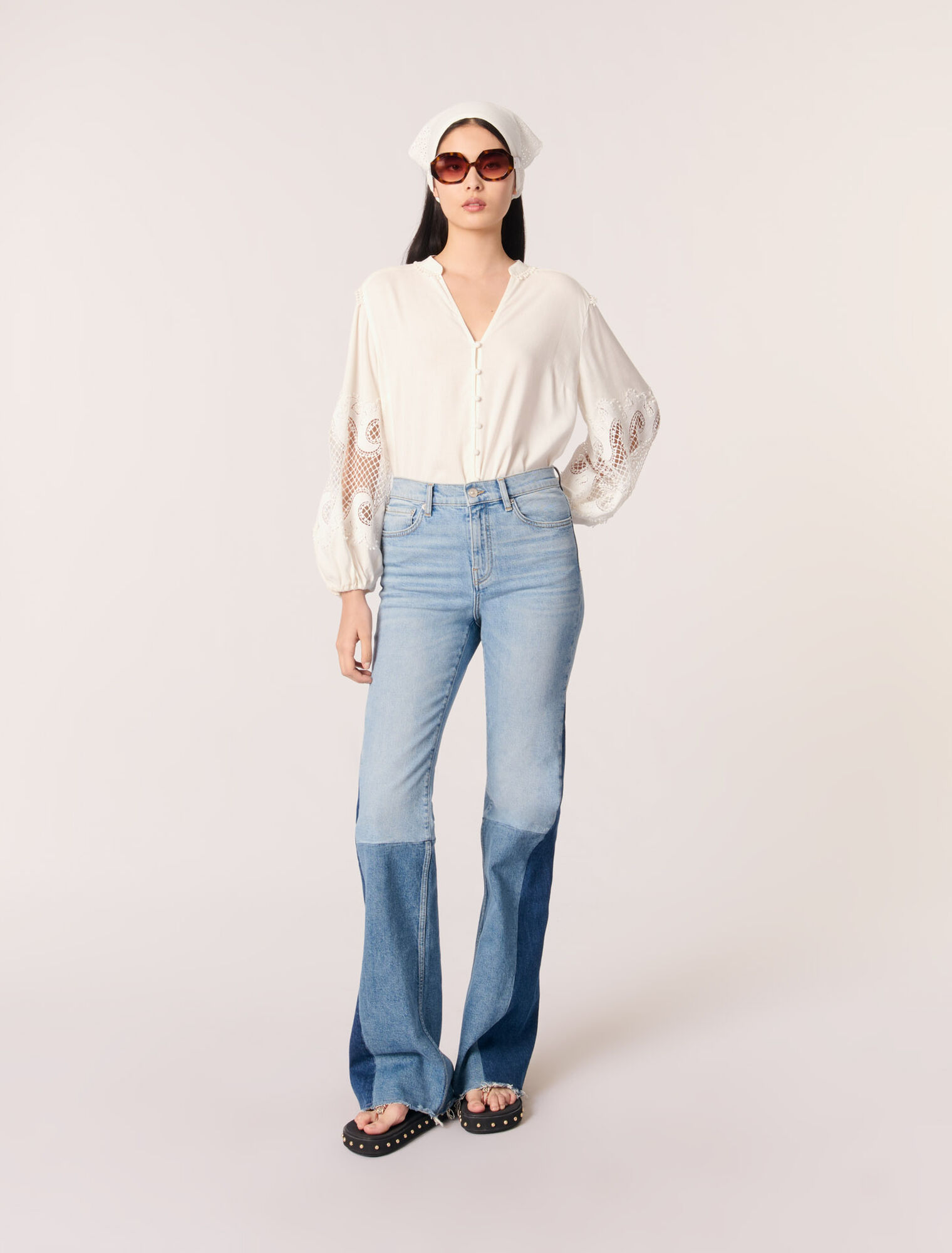 Chemise à manches brodées