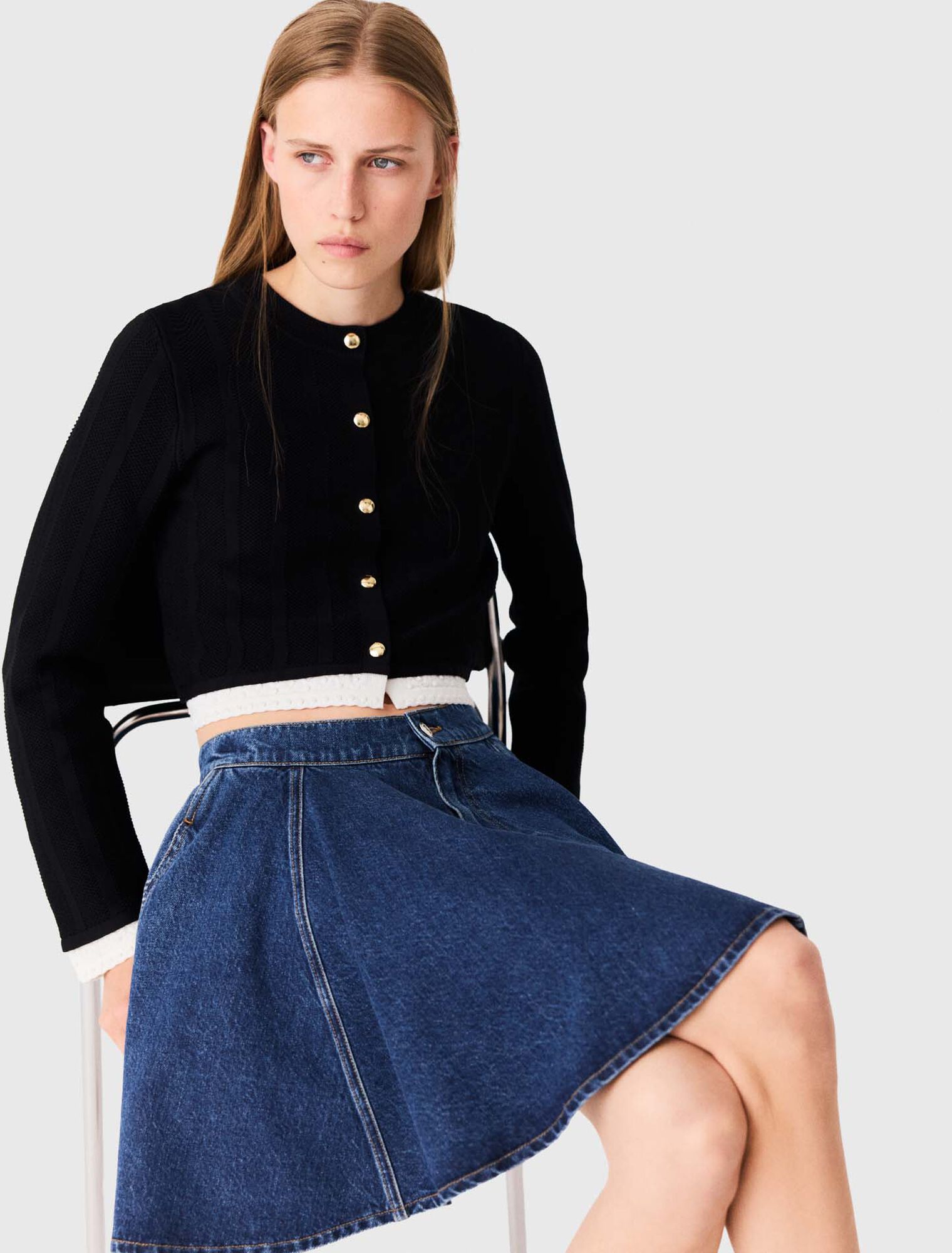 Cardigan avec bande contrast&eacute;e