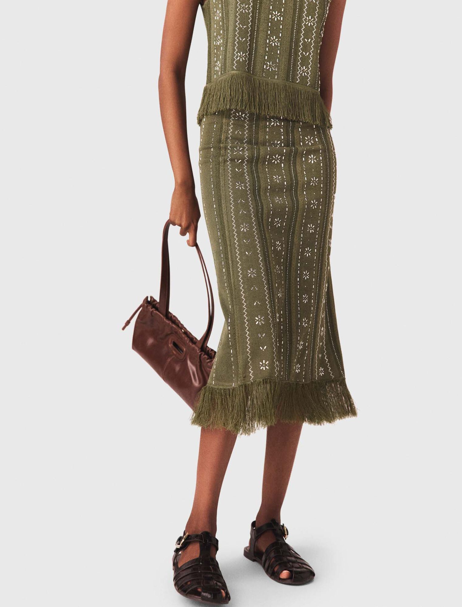 Jupe en maille avec fleurs strass&eacute;