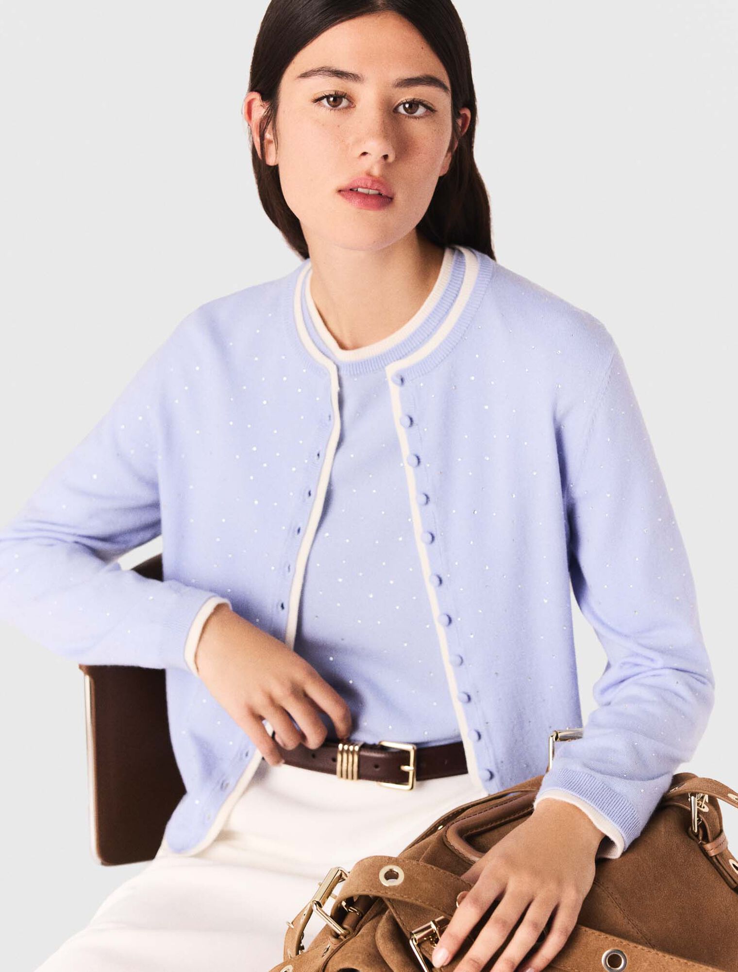 Cardigan 100% laine avec strass 
