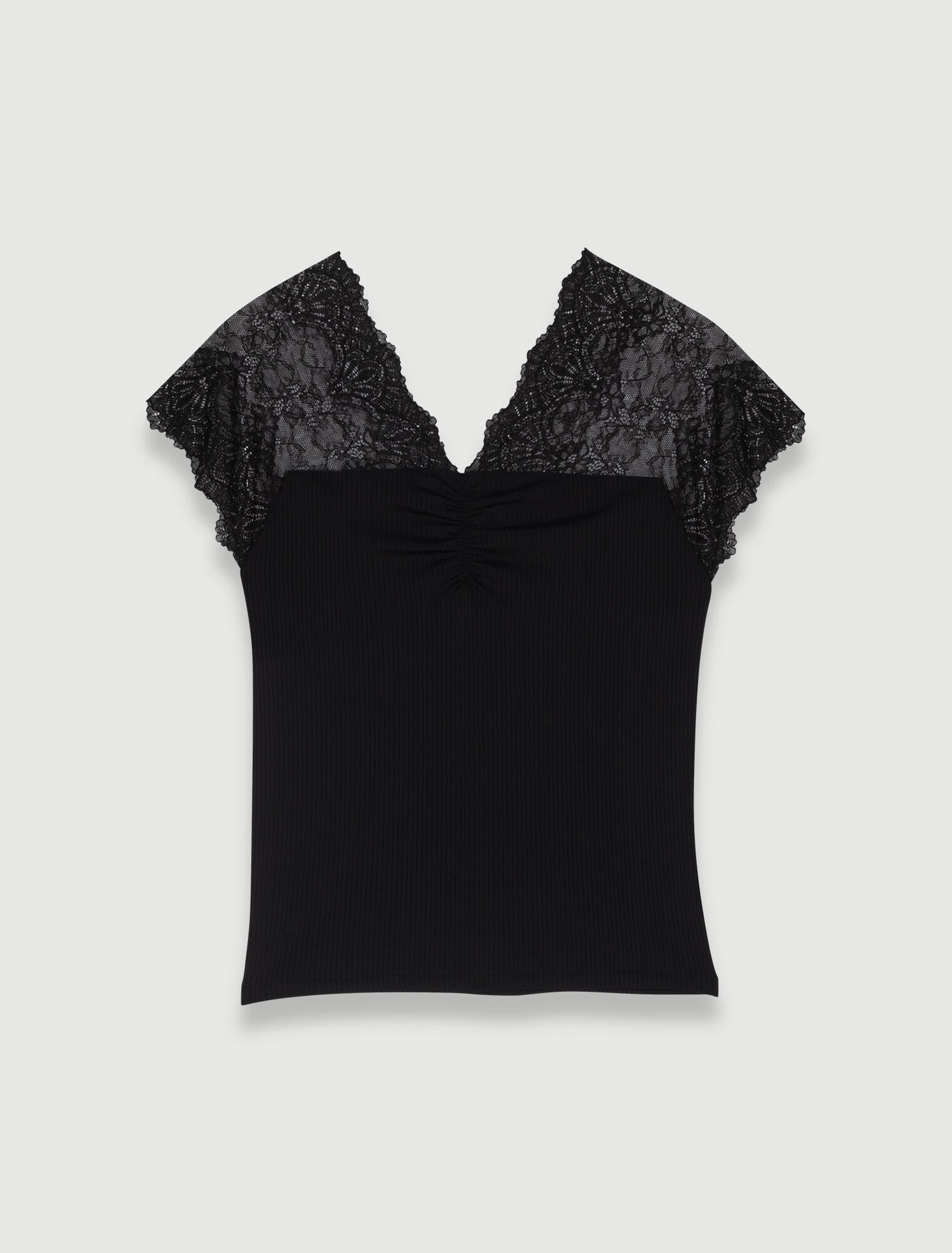 Top en jersey incrusté de dentelle