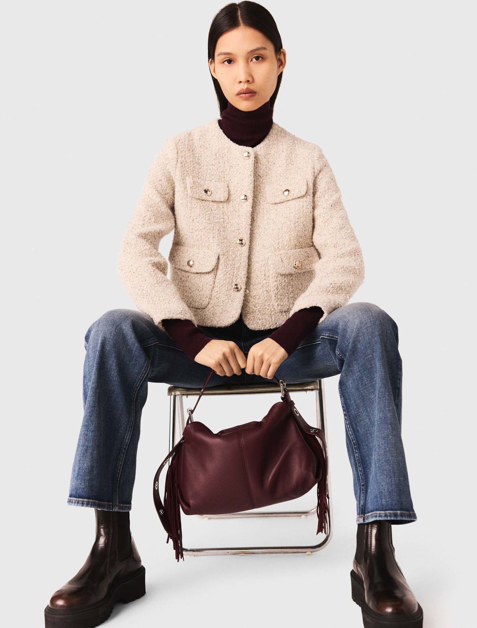 Veste courte en tweed bouclé