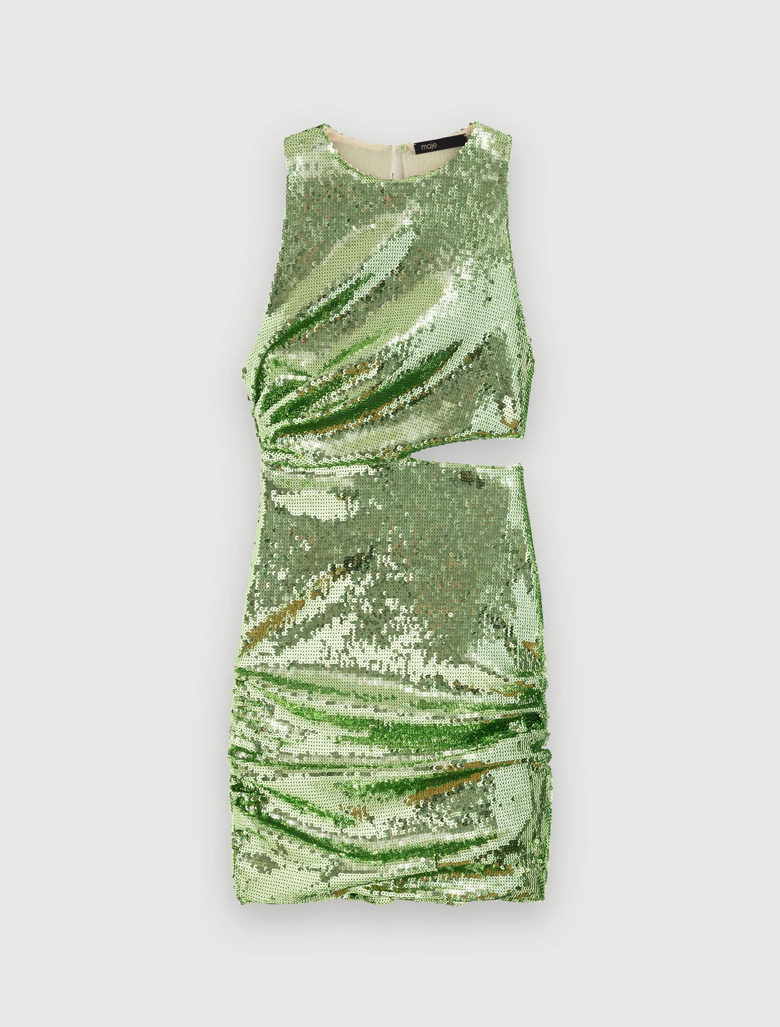 Robe ornée de sequins verte