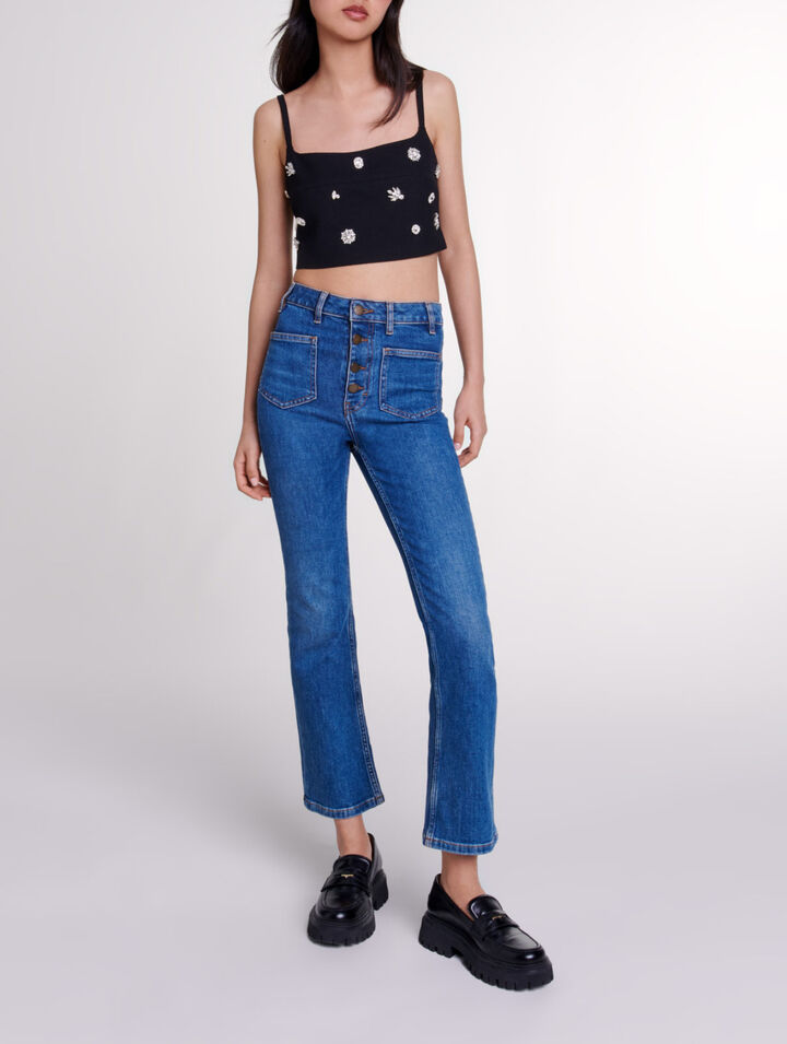 Crop top &agrave; strass