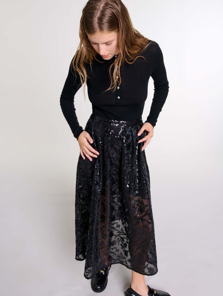 Jupe longue à sequins