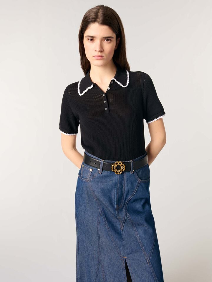 Polo en maille pointelle