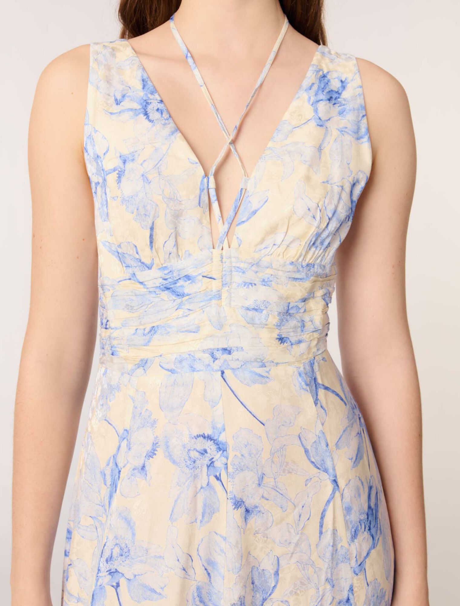 Robe longue imprimée et laçage