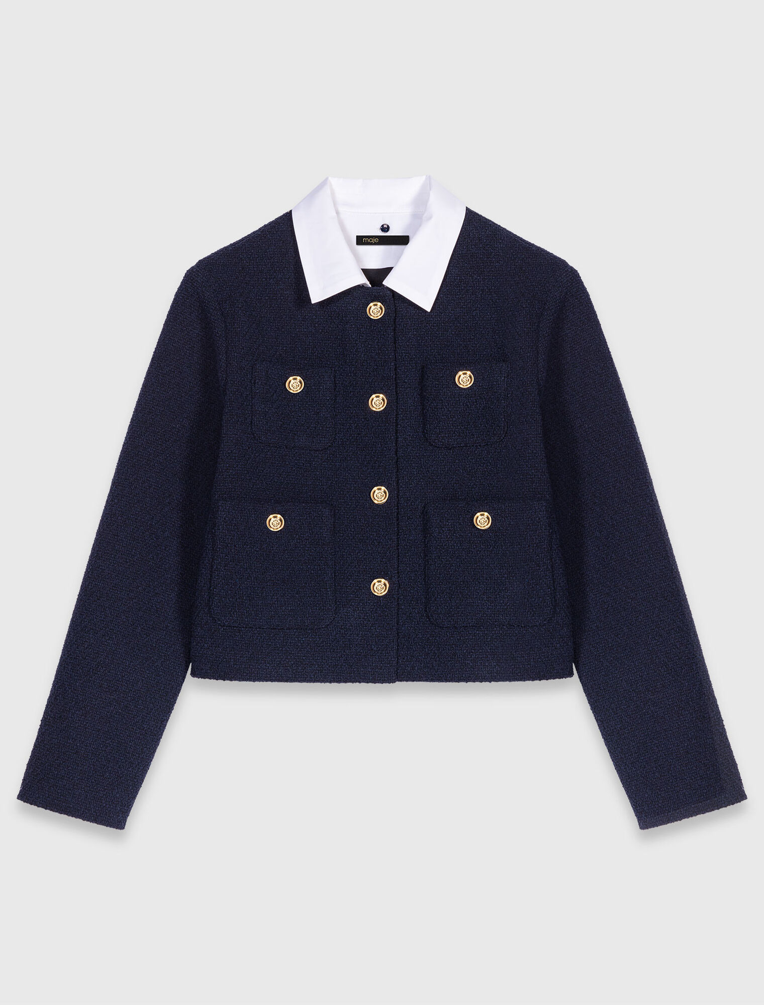 Veste courte tweed et col amovible