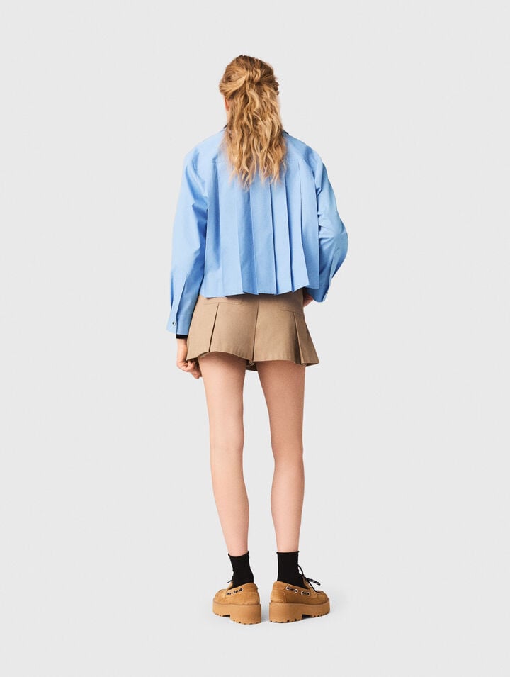 Short &agrave; plis en coton