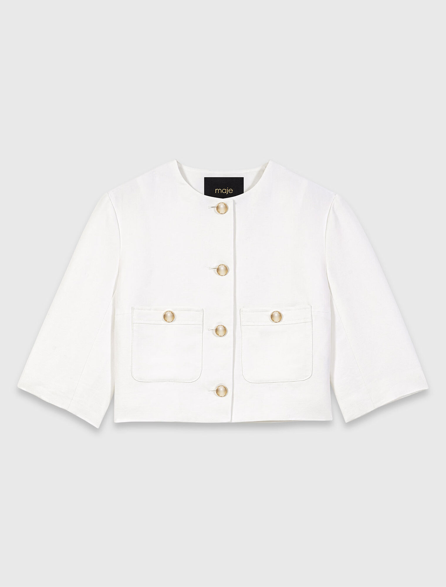 Veste courte en lin m&eacute;lang&eacute;