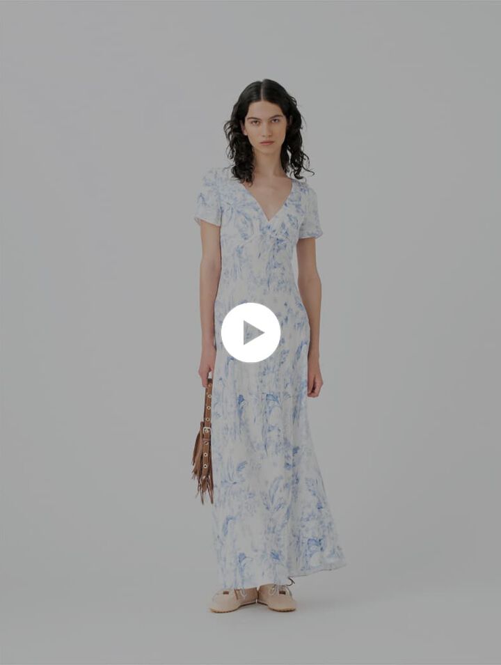 Robe longue fluide imprim&eacute;e