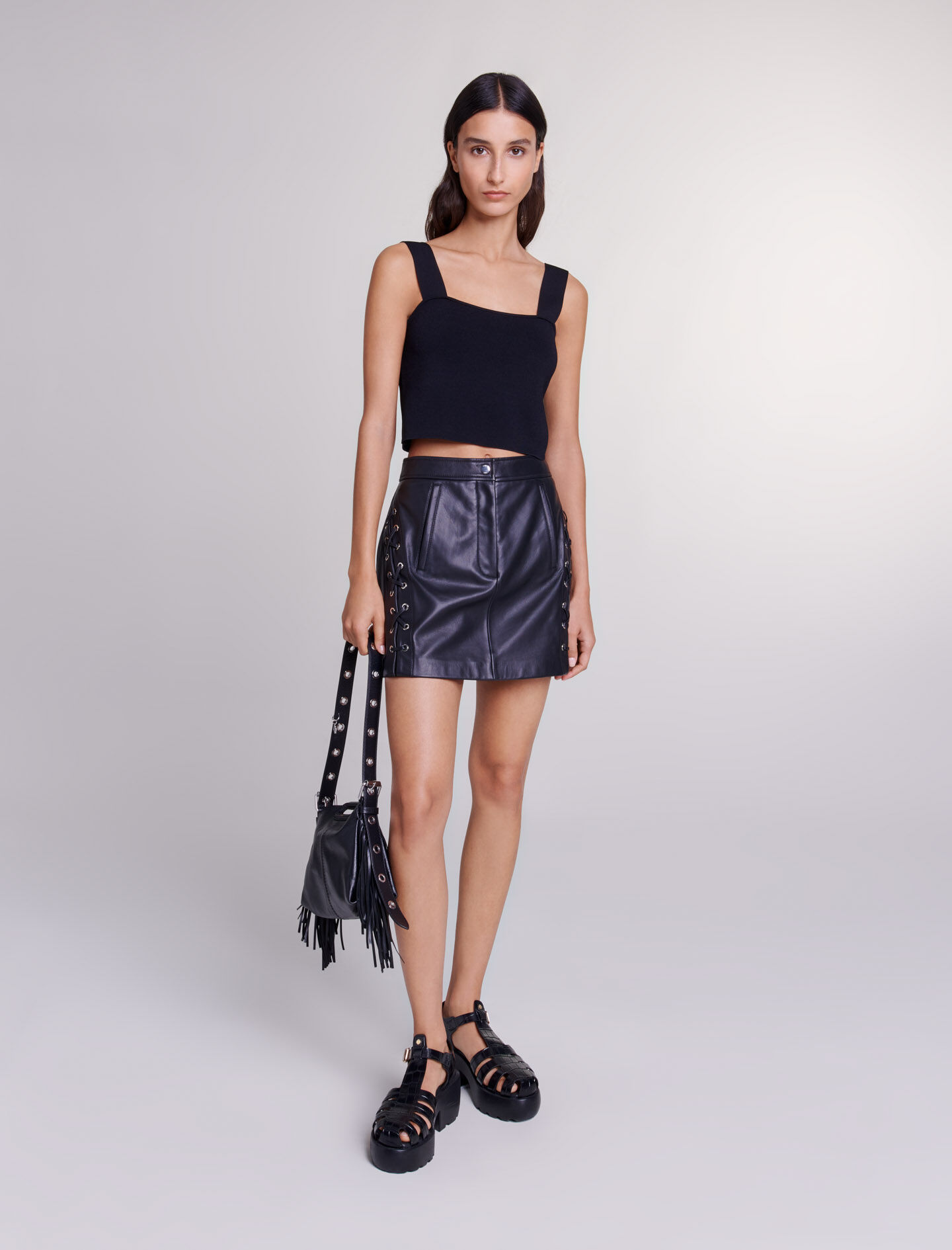 Maje jupe en cuir deals