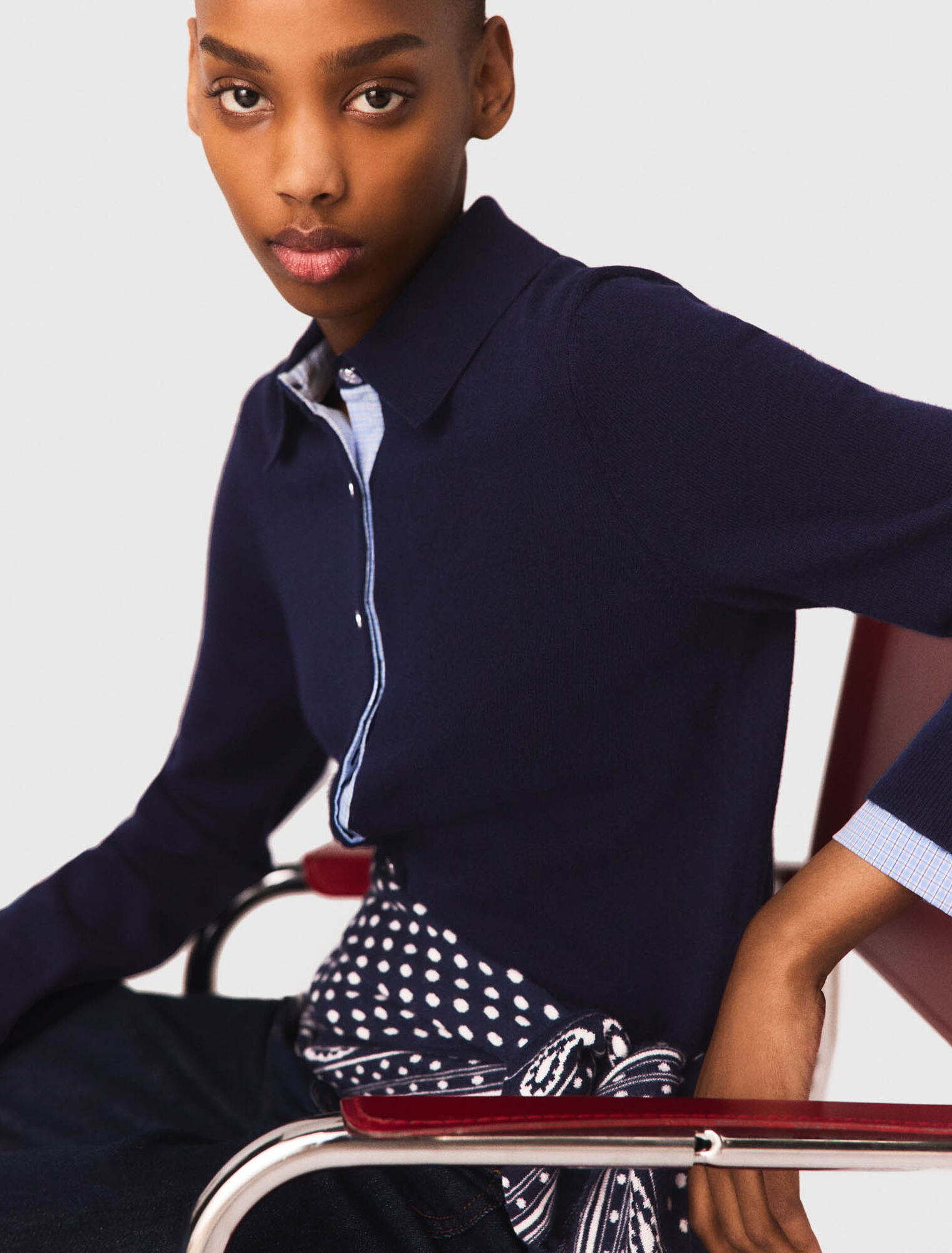 Cardigan polo &agrave; d&eacute;tails amovibles